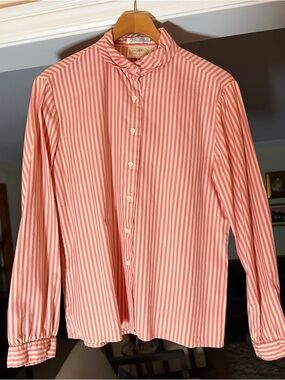 Vintage Striped red and cream Button-Up Blouse